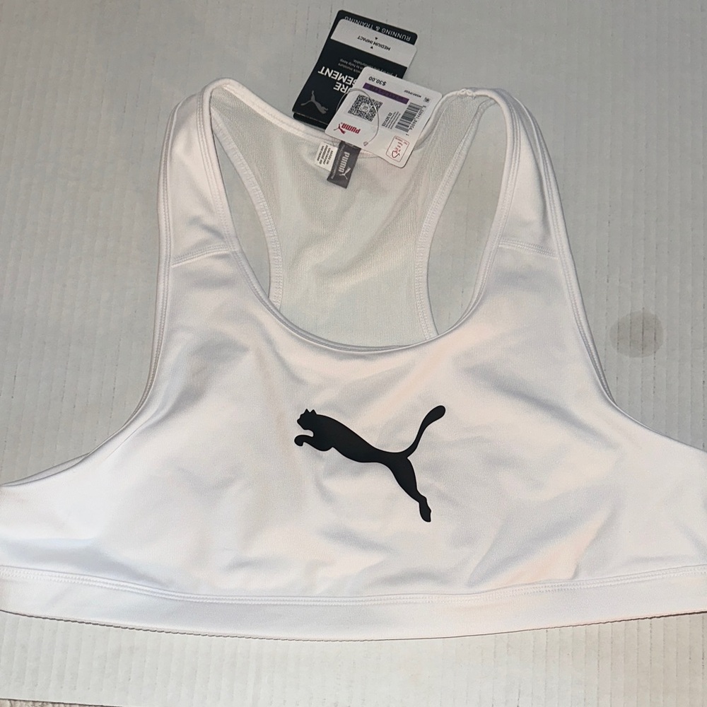 Puma White Sports Top with‎ Black Logo